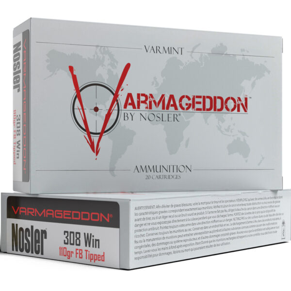 Nosler Varmageddon Rifle Ammunition 308 Win. 110 gr. VG FBT 20 rd.