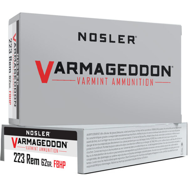Nosler Varmageddon Rifle Ammunition 223 Rem. 62 gr. VG HPFB 20 rd.